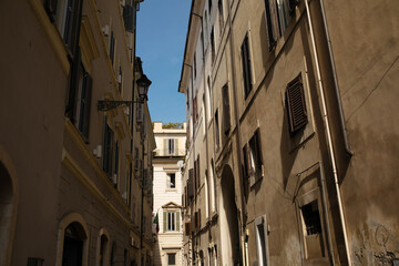 Cozy old street in Trastevere in Rome, Italy. Architecture and landmark of Rome. 