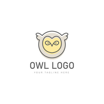 Owl line logo design icon illustration