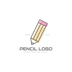 Pencil line logo design icon illustration