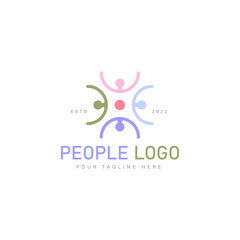 Obraz premium People with teamwork logo design icon illustration
