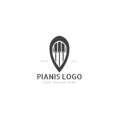 Fototapeta premium Piano with location logo design icon illustration