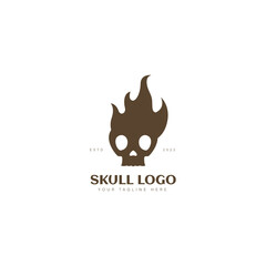 Skull with fire logo design icon illustration