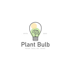 Plant with bulb line logo design icon illustration