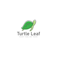 Turtle with leaf logo design icon illustration
