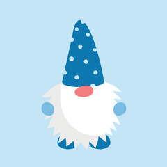 Vector stock illustration of leprechaun with hat. Cute gnome for kids print, wallpaper, banner, poster. Christmas design element