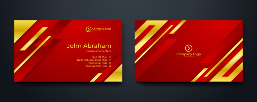 Modern Luxury Red And Gold Business Card Design Template. Modern Business Card - Creative And Clean Business Card Template. Luxury Business Card Design Template. Vector Illustration