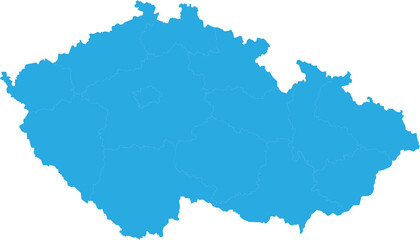 czech Republic map. High detailed blue map of czech Republic  on transparent background.