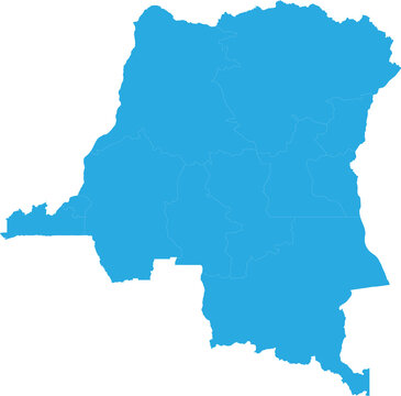 congo DR map. High detailed blue map of congo DR on transparent background.
