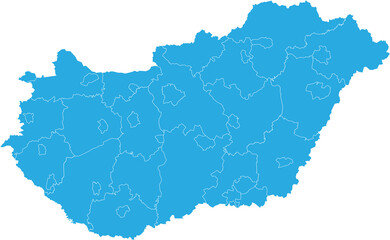 hungary map. High detailed blue map of hungary on transparent background.