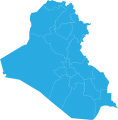iraq map. High detailed blue map of iraq on transparent background.