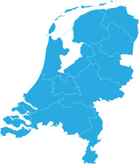 netherlands map. High detailed blue map of netherlands on transparent background.