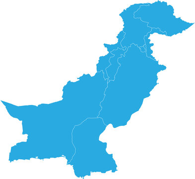 pakistan map. High detailed blue map of pakistan on transparent background.