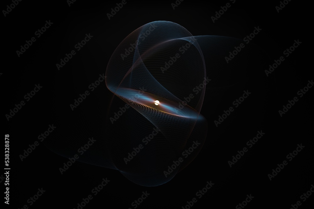 Poster Beautiful Geometric colorful abstract image in spiral. Starburst dynamic wave. 3d rendering illustration Background pattern for design.