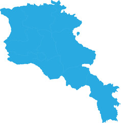 armenia map. High detailed blue map of armenia on transparent background.