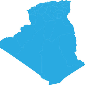 algeria map. High detailed blue map of algeria on transparent background.