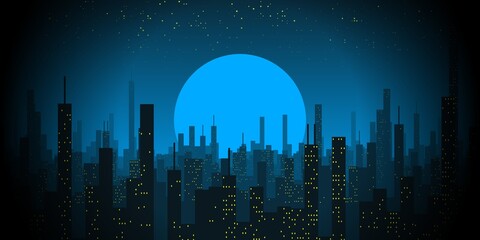 once in a blue moon a futuristic city skyline against a dramatic sky