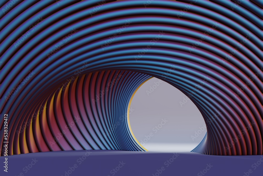 Aufkleber Abstract scene background. Product presentation, mock up. geometric  shiny swirl background. Starburst dynamic rings. 3d rendering illustration Background pattern for design..