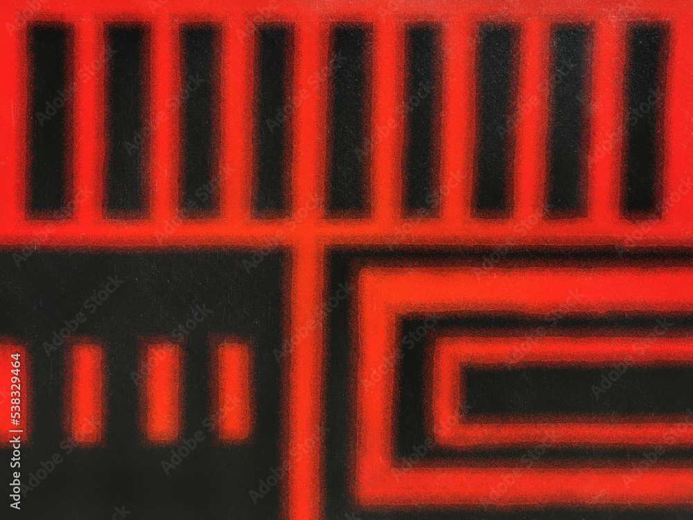 Aufkleber both diagonal and horizontal parallel orange lines in pointillist dot and spot style on a plain text