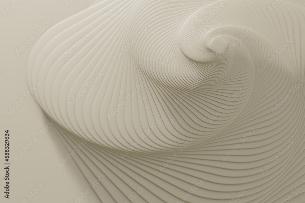 Aufkleber Wonderful  abstract  swirl  background. Trendy white gradient shapes. Liquid curve shape in motion. 3d rendering illustration Background pattern for design.