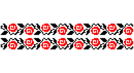 Embroidered good like old handmade cross-stitch ethnic Ukraine pattern. Ukrainian towel ornament, rushnyk called, vector.