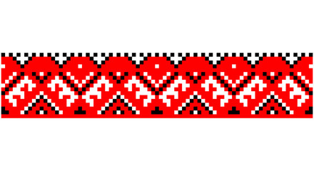 Embroidered good like old handmade cross-stitch ethnic Ukraine pattern. Ukrainian towel ornament, rushnyk called, vector.