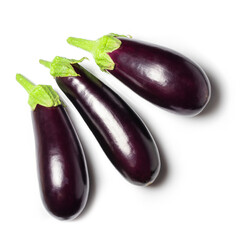 Fresh Eggplant collection isolated on white background