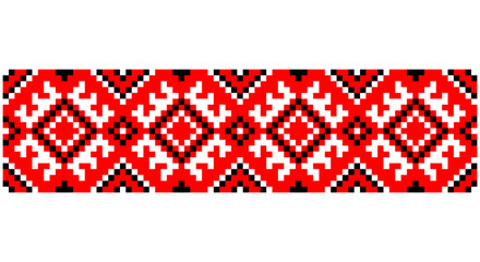 Embroidered good like old handmade cross-stitch ethnic Ukraine pattern. Ukrainian towel ornament, rushnyk called, vector.