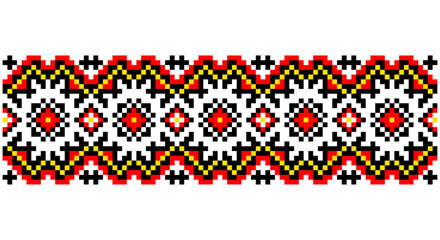 Embroidered good like old handmade cross-stitch ethnic Ukraine pattern. Ukrainian towel ornament, rushnyk called, vector.