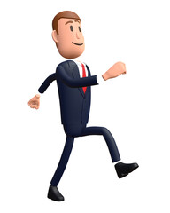 3D cartoon businessman with walking gesture. Businessman 3D character