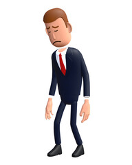 3D cartoon businessman with dissapoint gesture. Businessman 3D character