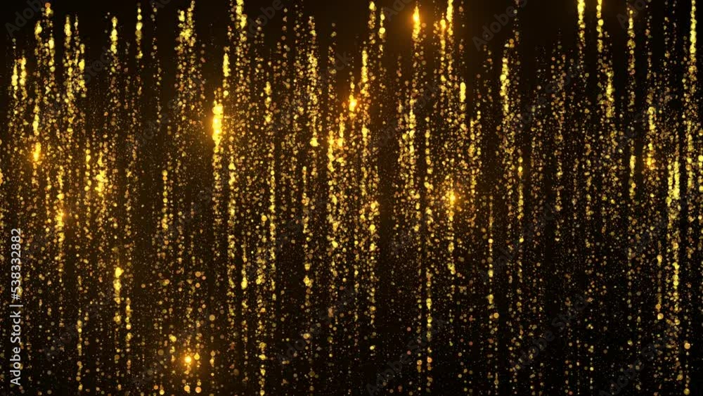 Poster golden particles animation. going up event sequence with glow flares and fade in and and fade out.