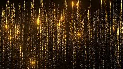 Golden particles animation. Going up event sequence with glow flares and fade in and and fade out.
