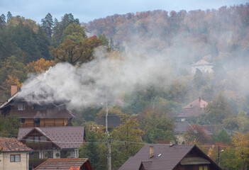 smoke emanating from a house fire