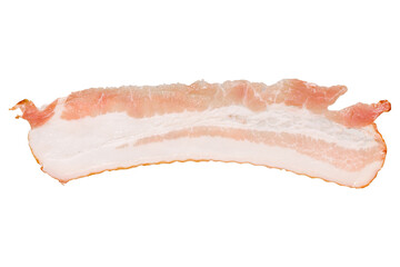 strip of raw smoked bacon isolated on white