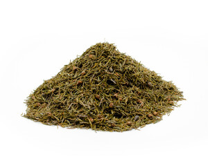 Dried Heather leaf isolated on white background (Calluna Vulgaris)