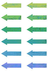 矢印記号セット、模様入り矢印記号、斑模様の記号、グリーン系の矢印記号, かわいい記号