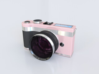 3d illustration of a pink camera