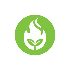 Plant energy logo icon design vector, biomass energy logo, renewable industry concept