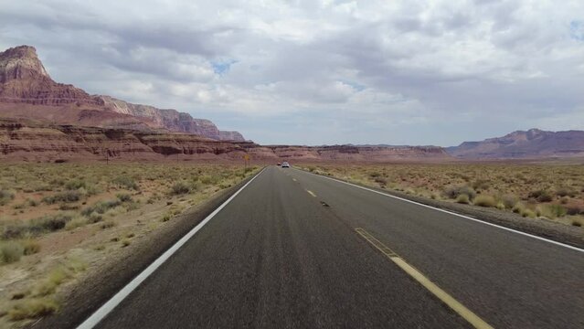 Driving Plate Grand Canyon East Rim Vermilion Cliffs Highway 89A Northbound Multicam Set 08 Rear View Arizona Southwest USA
