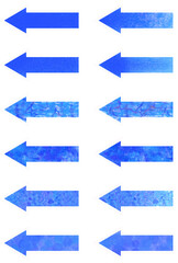 白縁付きの矢印記号セット、白枠付きの矢印記号セット、模様入り矢印記号、斑模様の記号、マーブリング模様の矢印記号、ブルー系の矢印