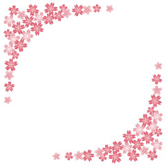 桜のフレーム背景素材　白バック　正方形