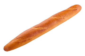 Crusty french baguette isolated on the white background