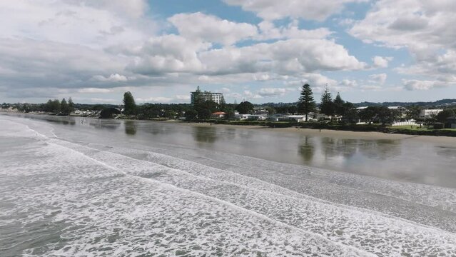 4K Drone video over Orewa Beach in Auckland, New Zealand