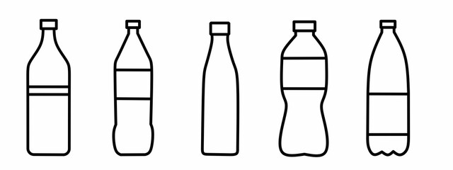 icon set for bottled water. Collection of bottle vector