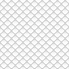 Naklejka premium Steel grid seamless pattern, 3d metal mesh texture with circles at tops of rhombuses