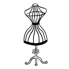 Fashion modern doodle clothes hanger, dummy. Vector illustration.