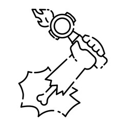 haunted zombie barista hand line icon.