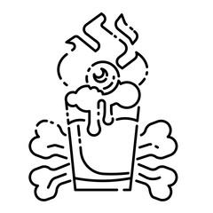 halloween drink menu with zombie eye and bone line icon.