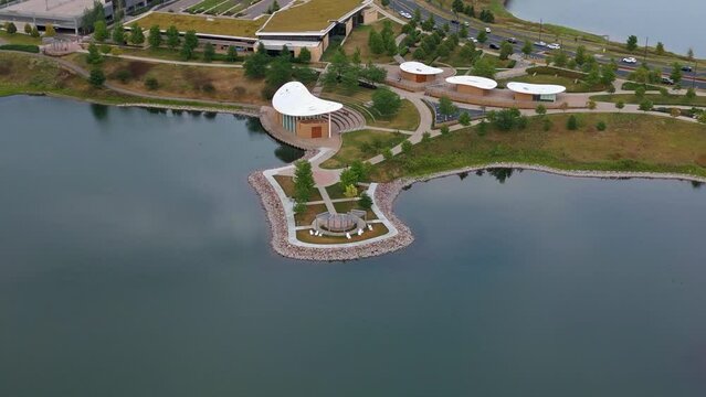 Maple Grove, MN Town Green Bandshell West Arbor Lake Drone 1