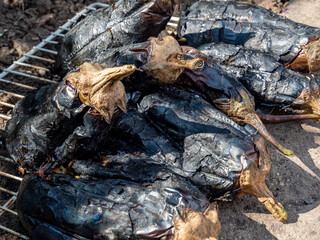 grilled egg plants for traditional romanian oriental egg plant salad